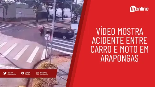 Vídeo mostra acidente entre carro e moto em Arapongas