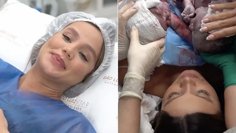 Biah Rodrigues comove com vídeo do parto dos gêmeos: ‘1 mês’