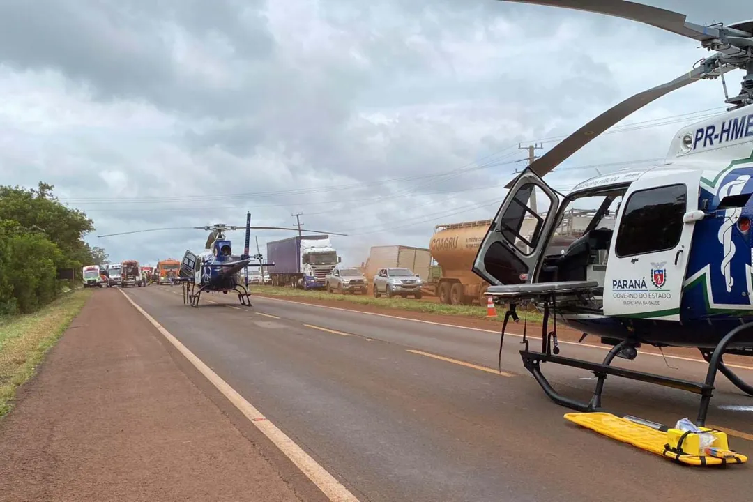 Helicóptero foi acionado para socorro às vítimas