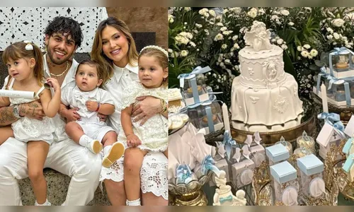 Virginia esbanja decoração luxuosa ao celebrar batizado do afilhado