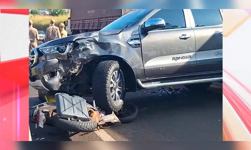 Moto para embaixo de caminhonete após acidente na BR-369