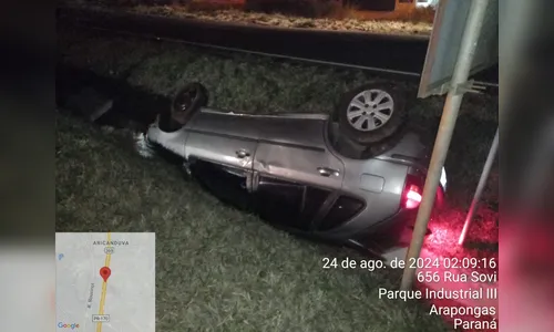 Arapongas: capotamento é registrado na BR-369