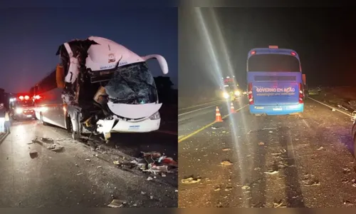 Ônibus com 41 passageiros bate em caminhão e vários ficam feridos