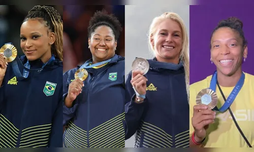 Rebeca Andrade; Beatriz Souza; Tatiana Weston-Webb; e Rafaela Silva