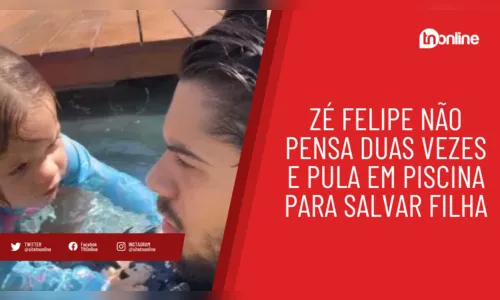 Zé Felipe não pensa duas vezes e pula em piscina para salvar filha