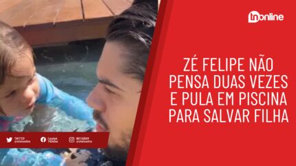 Zé Felipe não pensa duas vezes e pula em piscina para salvar filha