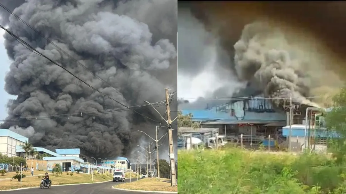 Imagens e vídeos compartilhados nas redes sociais mostram chamas intensas e uma fumaça densa que pode ser vista a quilômetros de distância.