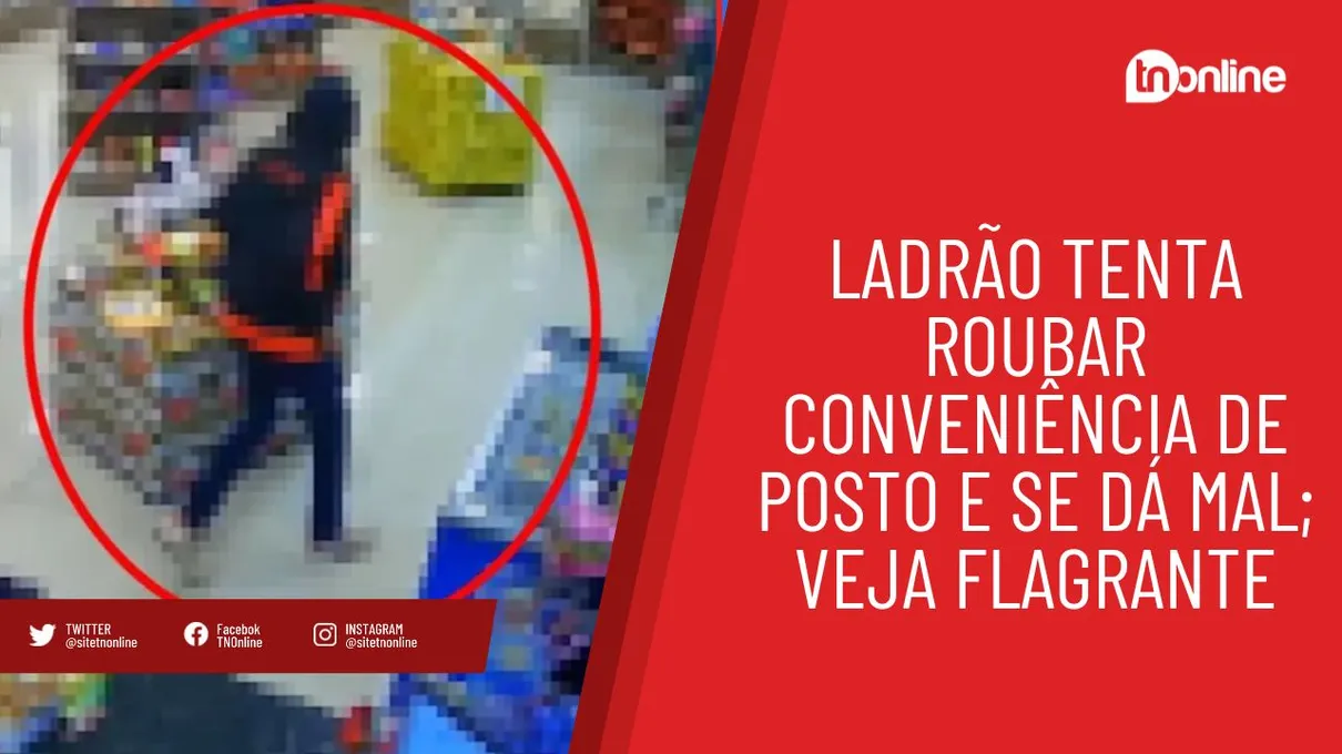 Ladrão tenta roubar conveniência de posto e se dá mal; veja flagrante