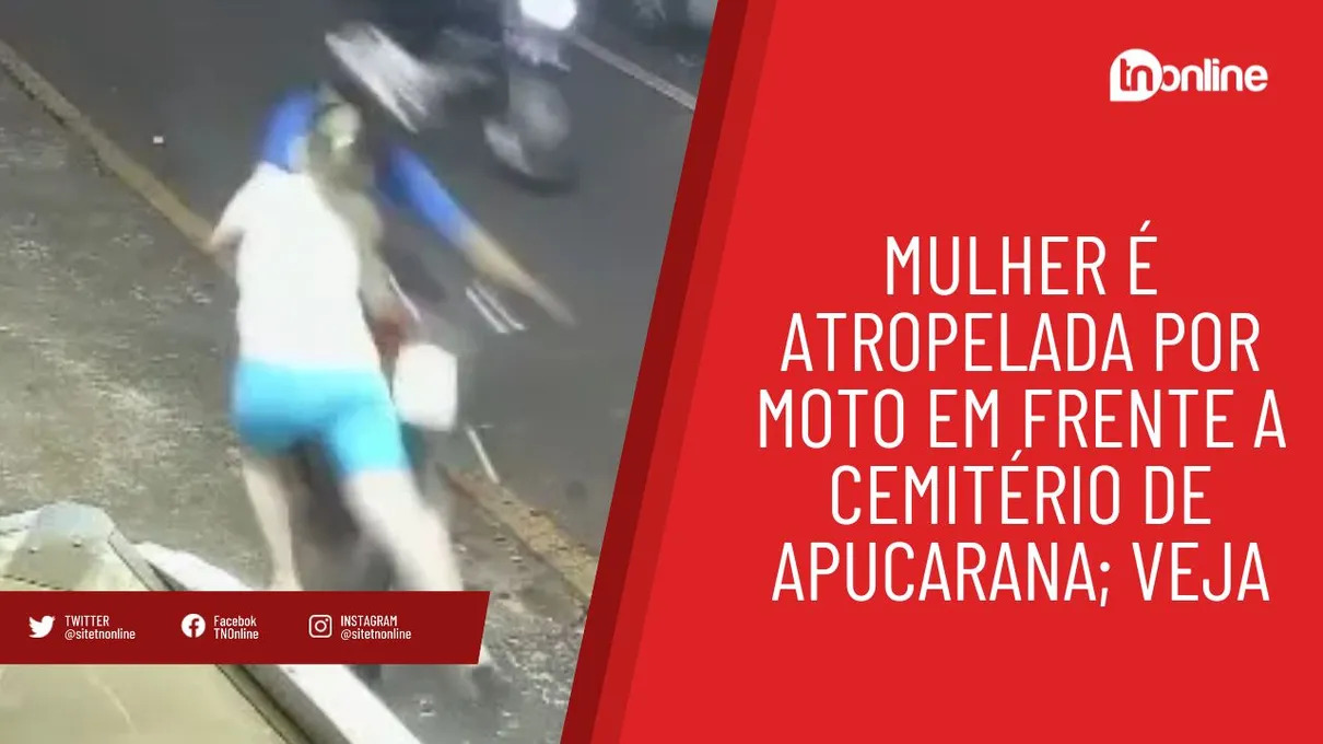 Mulher é atropelada por moto em frente a cemitério de Apucarana