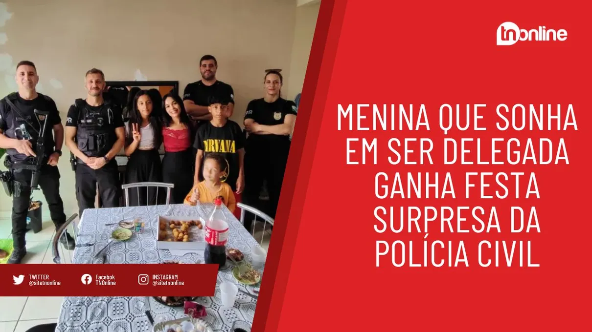 Polícia Civil faz festa de aniversário surpresa para criança