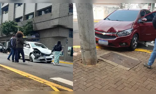 Acidente de trânsito no centro de Apucarana deixa uma motorista ferida