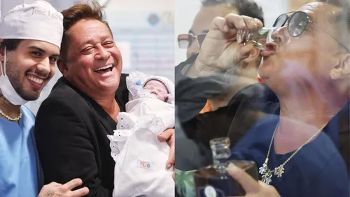 Leonardo foi surpreendido com uma recepção especial na maternidade onde sua nora, Virgínia Fonseca deu à luz ao neto, José Leonardo