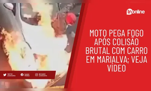 Moto pega fogo após colisão brutal com carro em Marialva