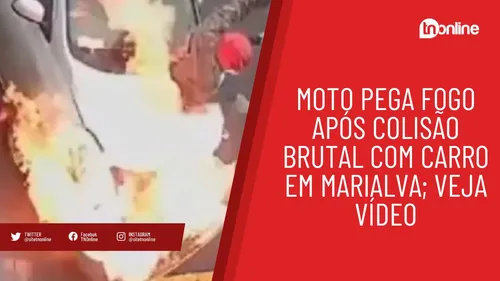 Moto pega fogo após colisão brutal com carro em Marialva