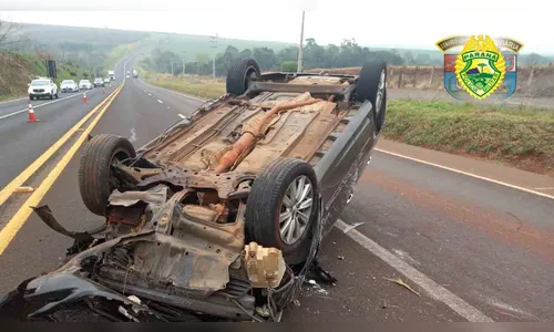 Capotamento na PR-444 deixa motorista ferido em Mandaguari