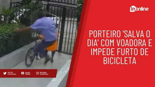 Porteiro 'salva o dia' com voadora e impede furto de bicicleta