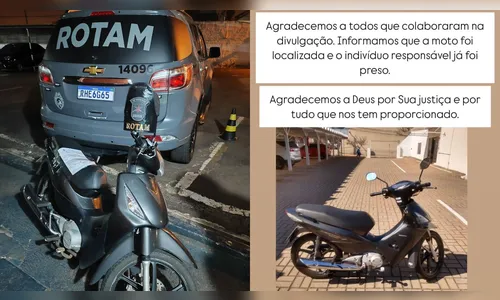 Honda Biz furtada em Apucarana é recuperada pela PM; ladrão foi preso