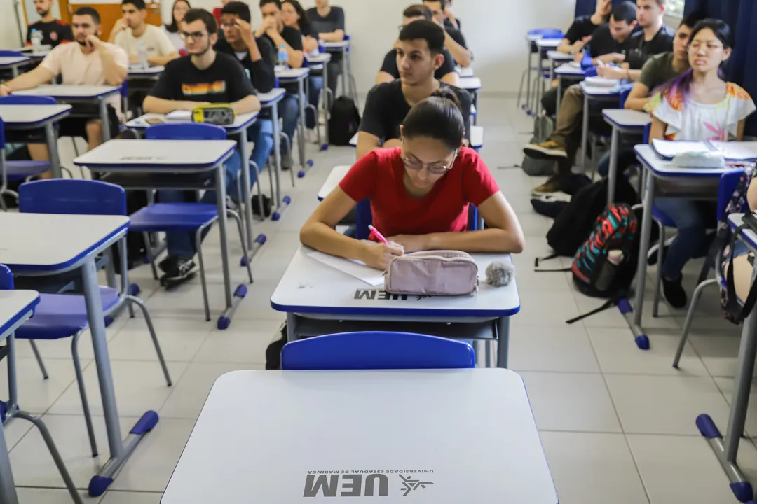 Maringá, 27 de julho de 2023 - Sala de aula da Universidade Estadual de Maringá (UEM)]