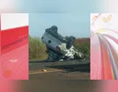 Picape fica com as rodas para cima após colisão na PR-444; há um óbito