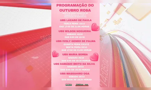 Jandaia do Sul divulga programação para o Outubro Rosa em UBS