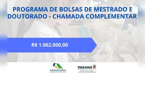Edital do PR garante mais R$ 1 mi para bolsas de mestrado e doutorado