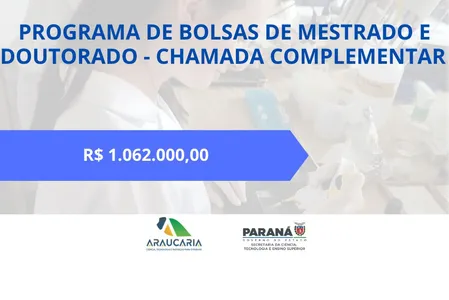 Novo edital do Estado garante mais R$ 1 milhão para bolsas de mestrado e doutorado