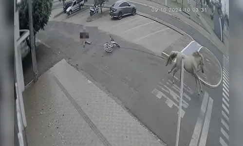 Vídeo mostra homem sendo arrastado por cavalo