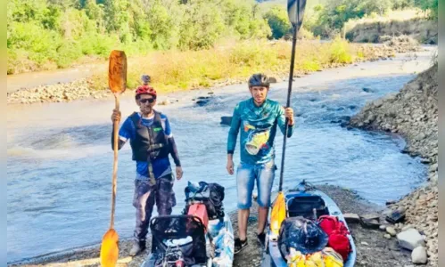 Dupla percorre toda extensão do Rio Ivaí de caiaque