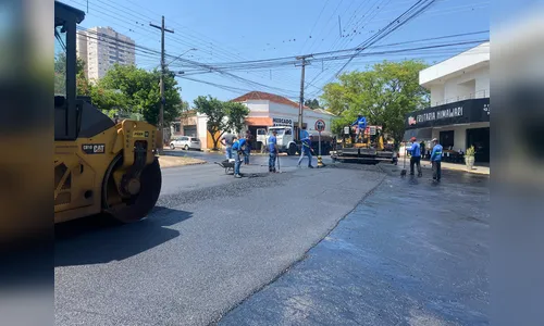 Obras de recape asfáltico no centro prosseguem até sexta em Apucarana