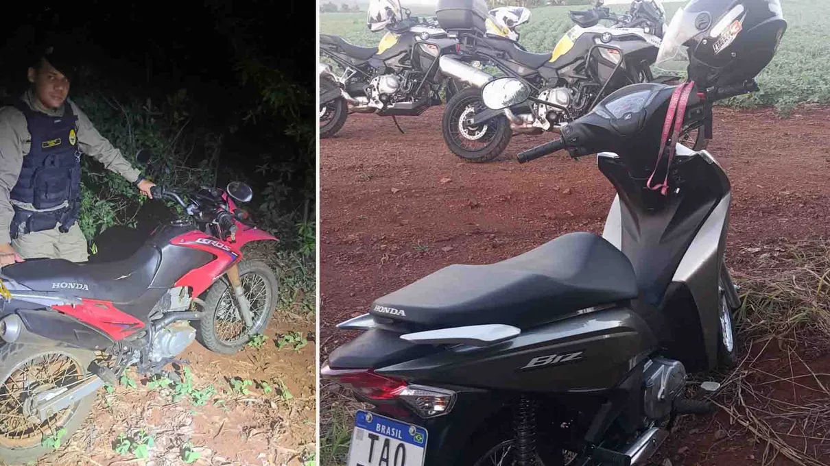 As motocicletas foram encontradas abandonadas