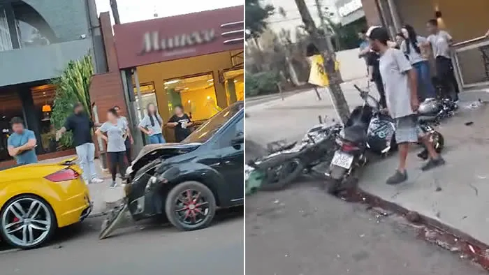 Veículo atingiu cinco motos e um carro