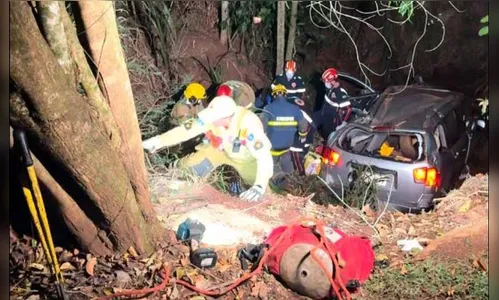 Grave acidente mobiliza resgate de motorista na BR-487 no Paraná