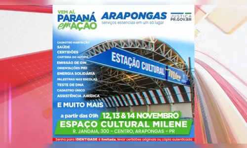 Arapongas recebe feira de serviços Paraná em Ação