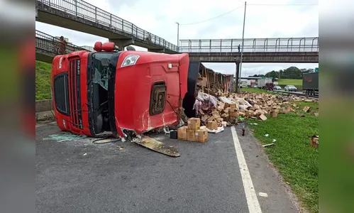 Caminhão com garrafas de vinho tomba e carga é saqueada no Paraná