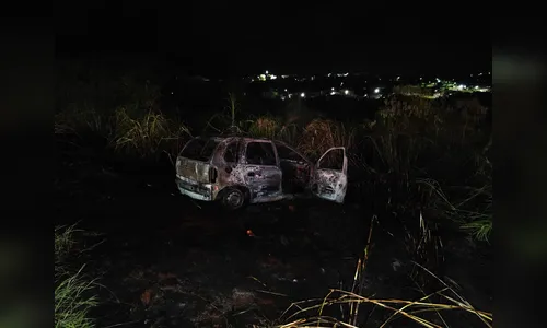 Carro é destruído por incêndio após dona tentar 'dar tranco' na BR-376