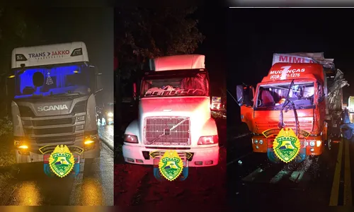 Acidente entre três caminhões envolve veículo de Arapongas na PR-323