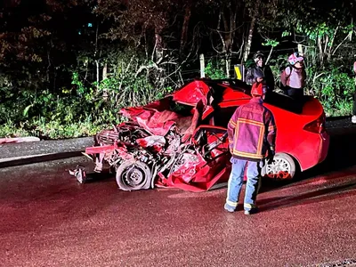 Vagner Fernandes Borges, de 33 anos, e o filho dele, Miguel Padilha Borges, de 5 anos, estavam dentro do automóvel que bateu contra o coletivo.