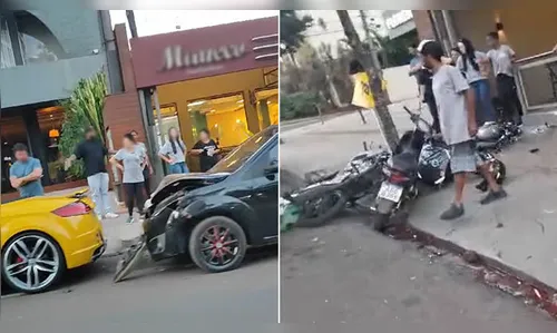 Carro atinge cinco motos e um Audi na região sul de Londrina; vídeo