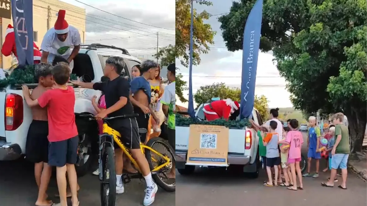 Doação dos presentes foi realizada
às vésperas do Natal em diversos bairros da cidade