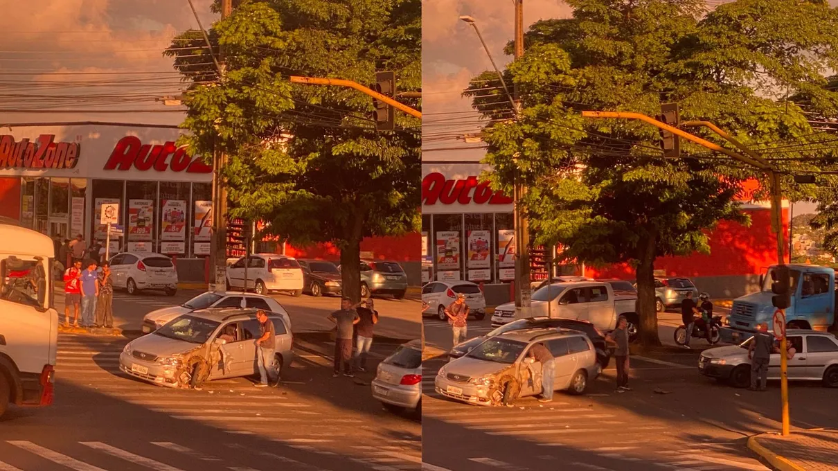 Motoristas saem ilesos após colisão frontal na Avenida Minas Gerais