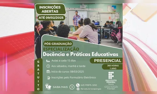 IFPR Campus Arapongas abre inscrições para processo seletivo; confira