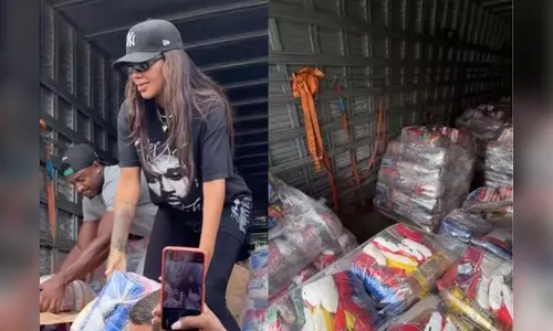 Ludmilla distribui cestas de Natal a famílias carentes: 