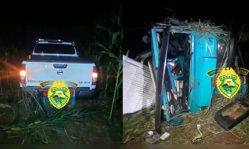 Caminhoneiro é hospitalizado após acidente com caminhonete na PR-445