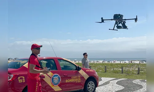 Bombeiros usam drones para reforçar proteção de banhistas no Litoral