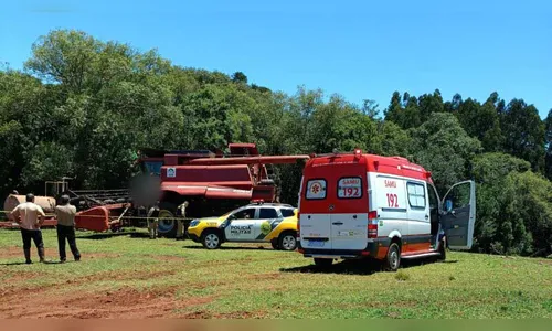 Jovem morre durante manutenção de colheitadeira no Sudoeste do PR