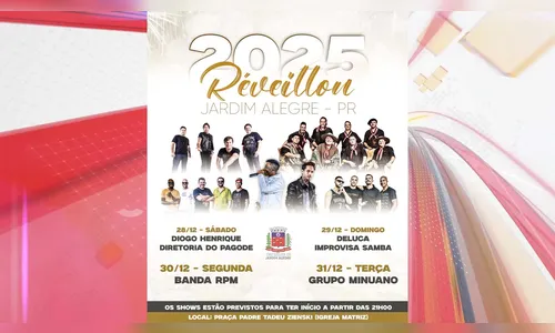 Jardim Alegre divulga atrações musicais para o Réveillon 2025