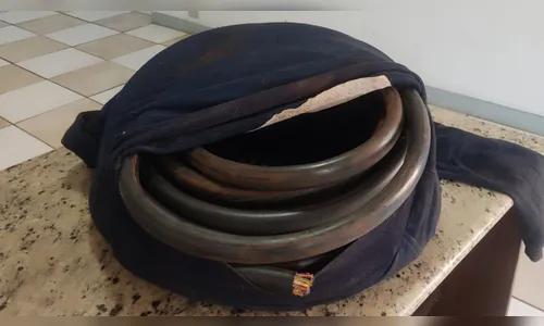 Homem é preso com 50 kg de fios de cobre e trocaria itens por droga