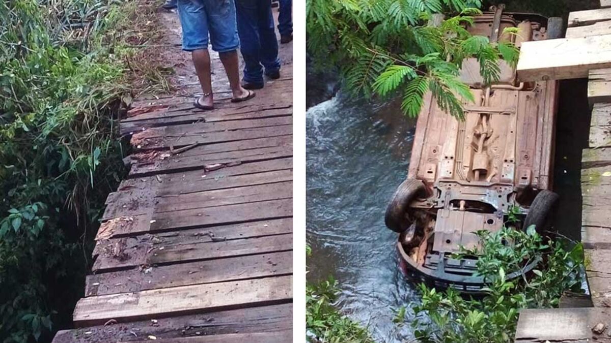 Carro cai de ponte e motorista morre em rio de Godoy Moreira