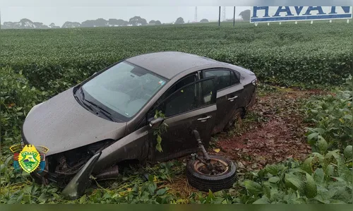 Jovem tem ferimentos graves após bater carro em barranco na PR-444