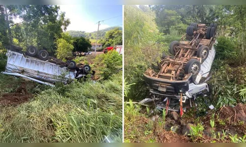 Motorista de 21 anos morre em capotamento de caminhão na SC-155